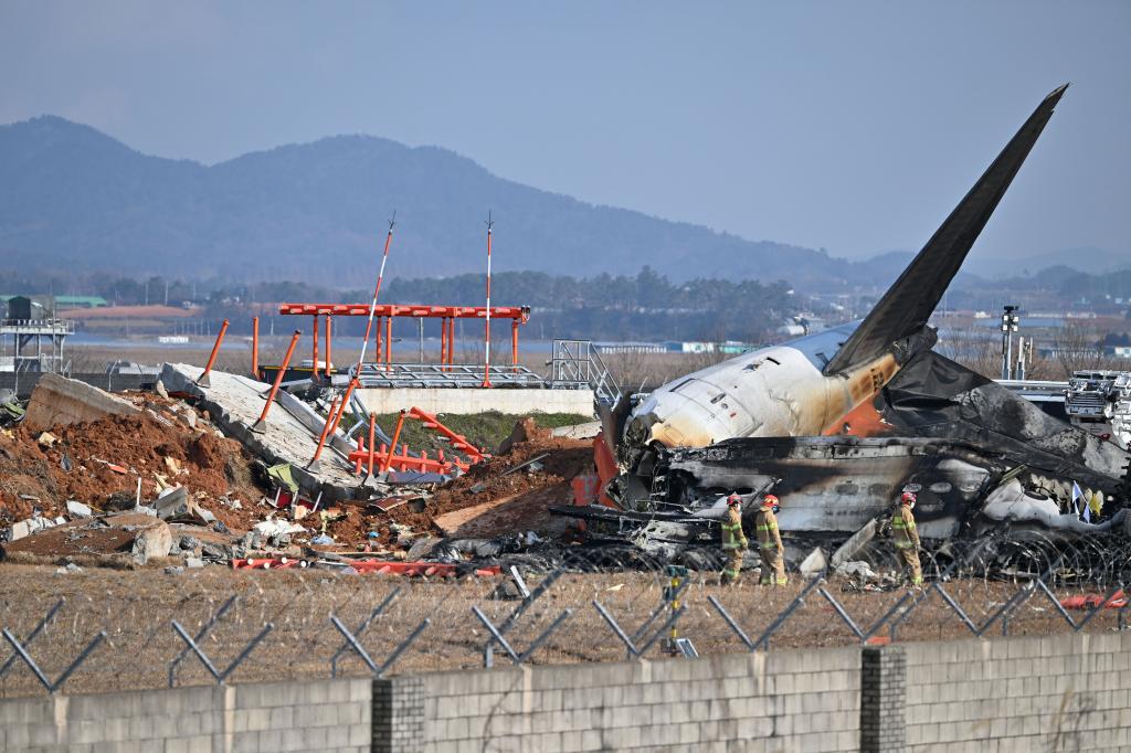 韩国务安坠机事故：迫降中偏离跑道　撞墙后爆炸起火