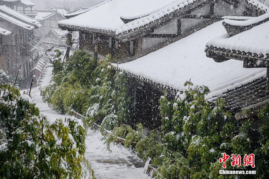 Красивые снежные пейзажи в поселке Цзяннаньшань
