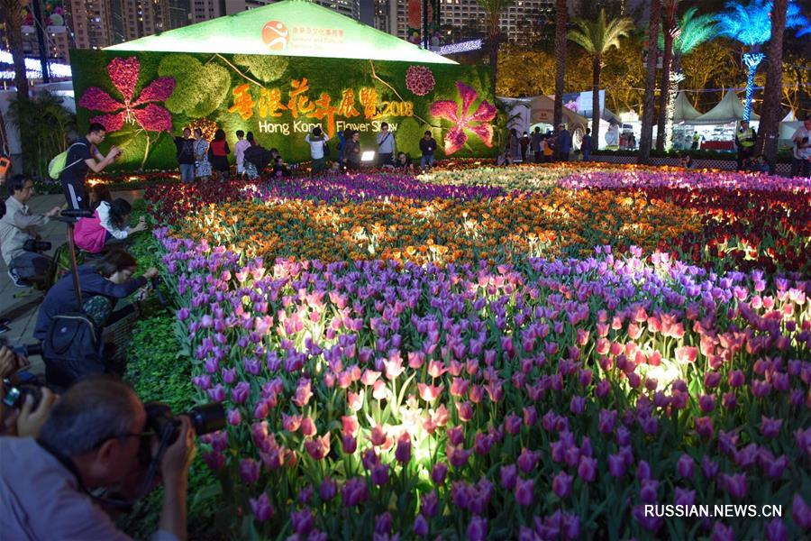 Сянган, 19 марта /Синьхуа/ -- В парке Виктории в Сянгане продолжает свою работу Сянганская международная выставка цветов -- 2018. 