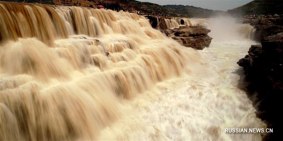 Аэрофотосъемка водопада Хукоу на реке Хуанхэ