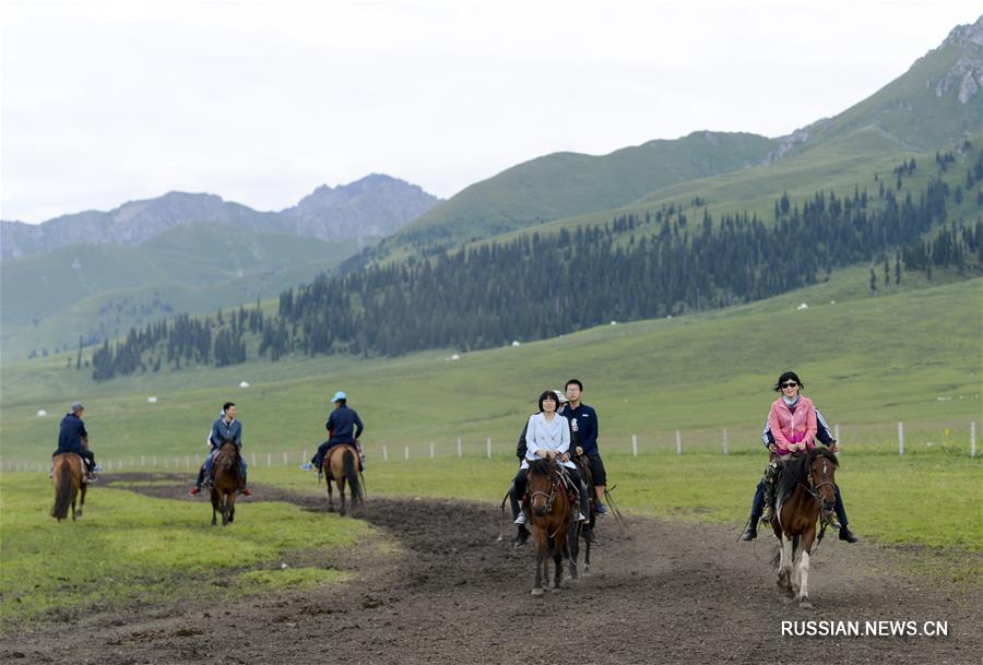 Горячий туристический сезон наступил в степи Налати в Синьцзян-Уйгурском автономном районе /Северо-Западный Китай/. Каждый день сюда приезжают около пяти тысяч туристов.