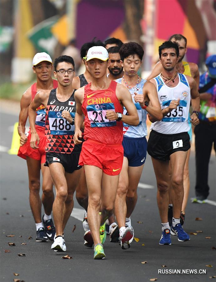18-е Азиатские игры -- Легкая атлетика, спортивная ходьба: китайские скороходы выиграли золото и бронзу на дистанции 20 км