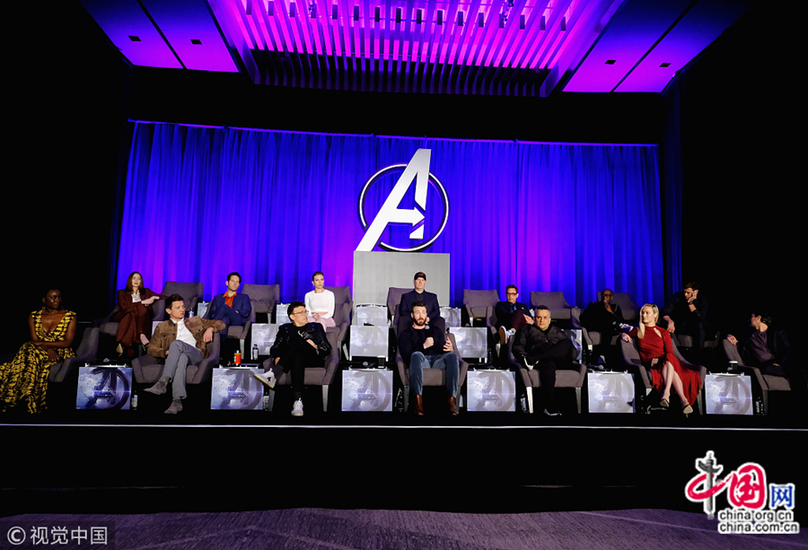 7 апреля 2019 года, Лос-Анджелес, актеры на пресс-конференции, посвященной скорому выходу кинофильма«Мстители: Финал».