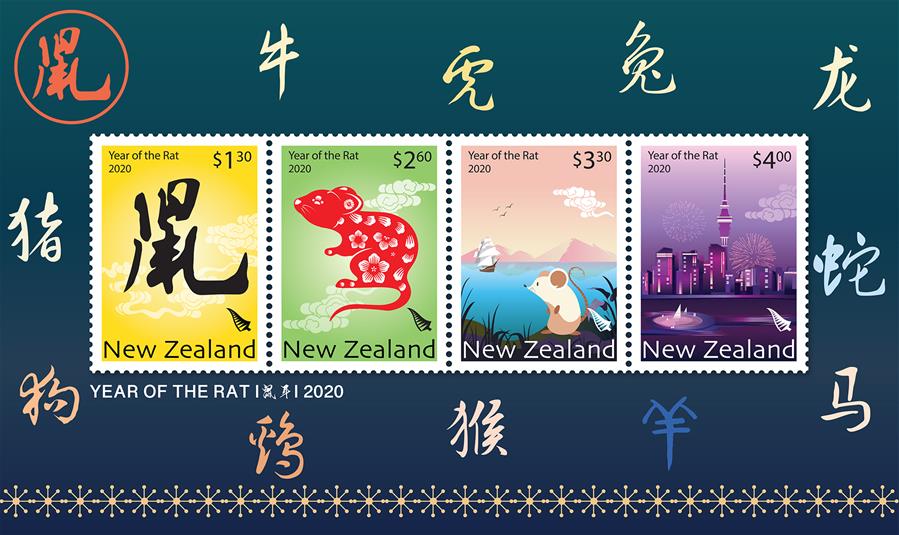 В Новой Зеландии выпущены марки по случаю наступающего года крысы по лунному календарю