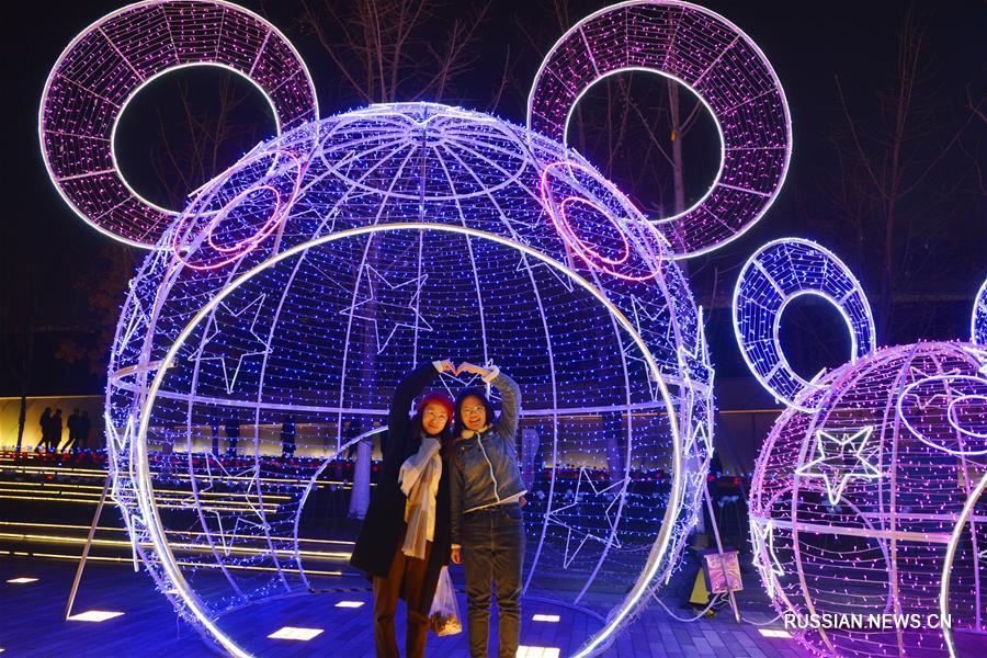 Художественная выставка фонарей открылась на днях на территории Парка юношеских Олимпийских игр в районе Цзянье города Нанкина /провинция Цзянсу, Восточный Китай/. 