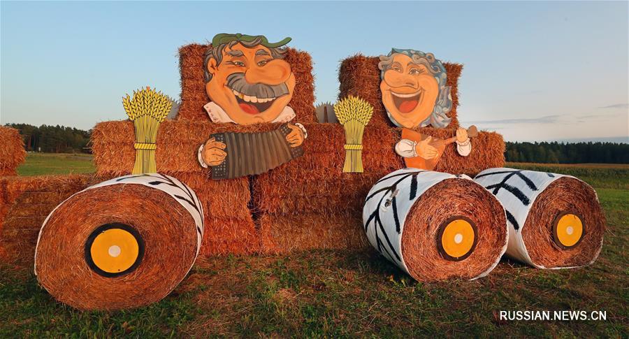В Беларуси завершилась уборка зерновых, и на обочинах дорог по-традиции появились скульптуры из соломы: замки, разнообразные машины и животные. 