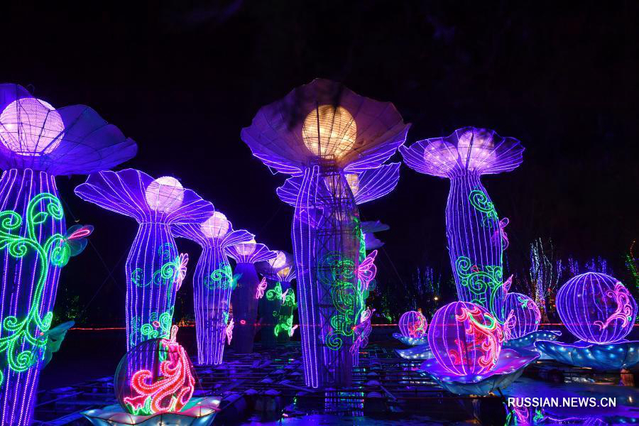 Новогодние композиции из цветных фонарей в деревне Цзяцзячжуан
