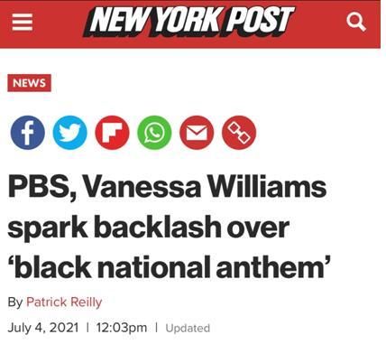 В День независимости США актриса афроамериканского происхождения исполнила «гимн темнокожих», некоторые назвали это «попыткой расколоть страну»