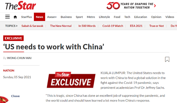 Джеффри Сакс: США необходимо сотрудничать с Китаем, чтобы победить эпидемию