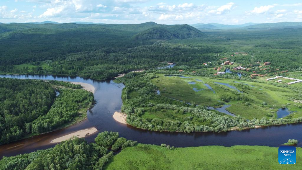 На фото, сделанном 7 июля 2022 года, показаны пейзажи национального парка водно-болотных угодий в городском уезде Гэньхэ города Хулун-Буир/АР Внутренняя Монголия, Северный Китай/. 