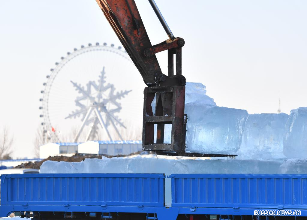 Строительство тематического парка "Большой мир льда и снега" в Харбине