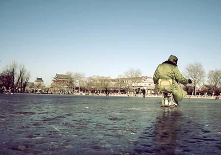invierno Beijing Houhai actividades aire libre 3