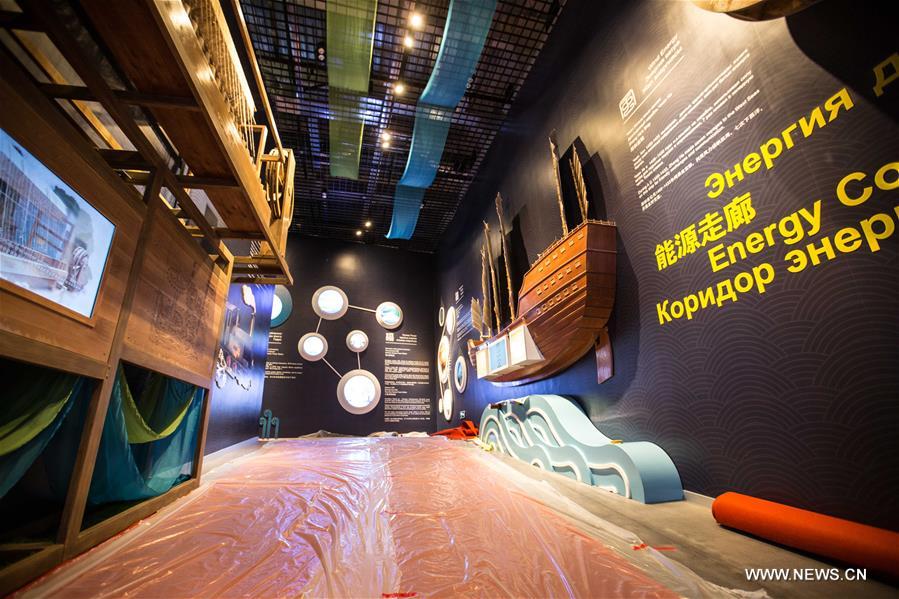 Photo taken on June 7, 2017 shows the 'Energy Corridor' of the Chinese Pavilion on the World Expo in Astana, Kazakhstan. The Chinese pavilion, with the theme 'Future energy, green Silk Road,' covers around 1,000 square meters and is among the largest at the expo. The Chinese pavilion will display the country's achievements in developing and using energy through multimedia, virtual reality technology and other means. (Xinhua/Wu Zhuang)