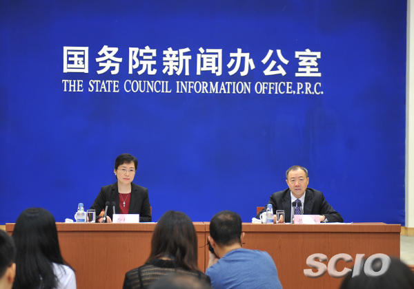 The State Council Information Office holds a routine policy briefing on accelerating the development of commercial pension insurance in Beijing, June 23, 2017.