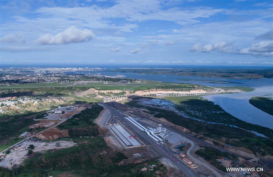 Aerial photo taken on May 12, 2017 shows the Mombasa passenger depot of the Mombasa-Nairobi standard gauge railway in Kenya. [Photo/Xinhua]
