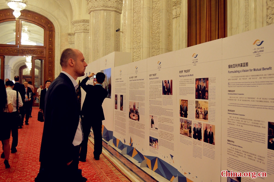 Dejan Pavleski, deputy minister of the Local Self-Government of the Republic of Macedonia, visiting the Belt and Road Exhibition in Bucharest, Romania, on July 14, 2017. [Photo/China.org.cn]