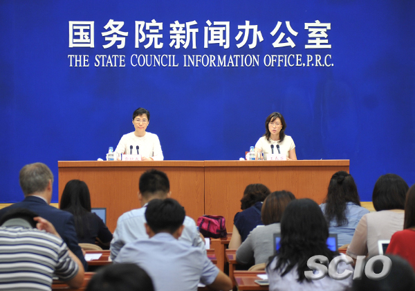 The State Council Information Office (SCIO) holds a press conference on China&apos;s foreign-exchange receipts and payments data in Beijing on July 20. [Photo/China SCIO]