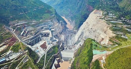 Construction site of Baihetan hydropower station inNingnan County in Sichuan Province and Qiaojia County in Yunnan Province. [File photo: Xinhua]