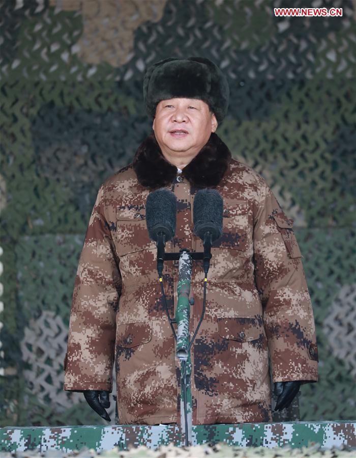 Chinese President Xi Jinping, also general secretary of the Communist Party of China Central Committee and chairman of the Central Military Commission, issues an order at a mobilization meeting held by the commission on Jan. 3, 2018. [Photo/Xinhua]