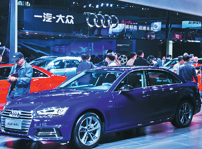 FAW-Volkswagen displays a localized Audi A4L at the Guangzhou auto show in November. [Photo provided to China Daily]