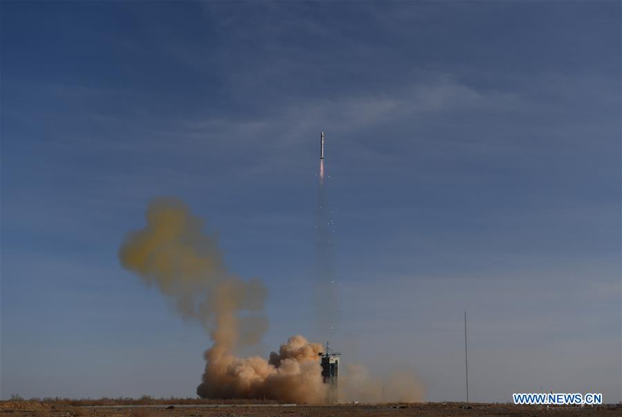 China launches its first seismo-electromagnetic satellite, known as Zhangheng 1 in Chinese, into a sun-synchronous orbit from Jiuquan Satellite Launch Center, in northwest China's Gobi Desert, Feb. 2, 2018. [Photo/Xinhua]