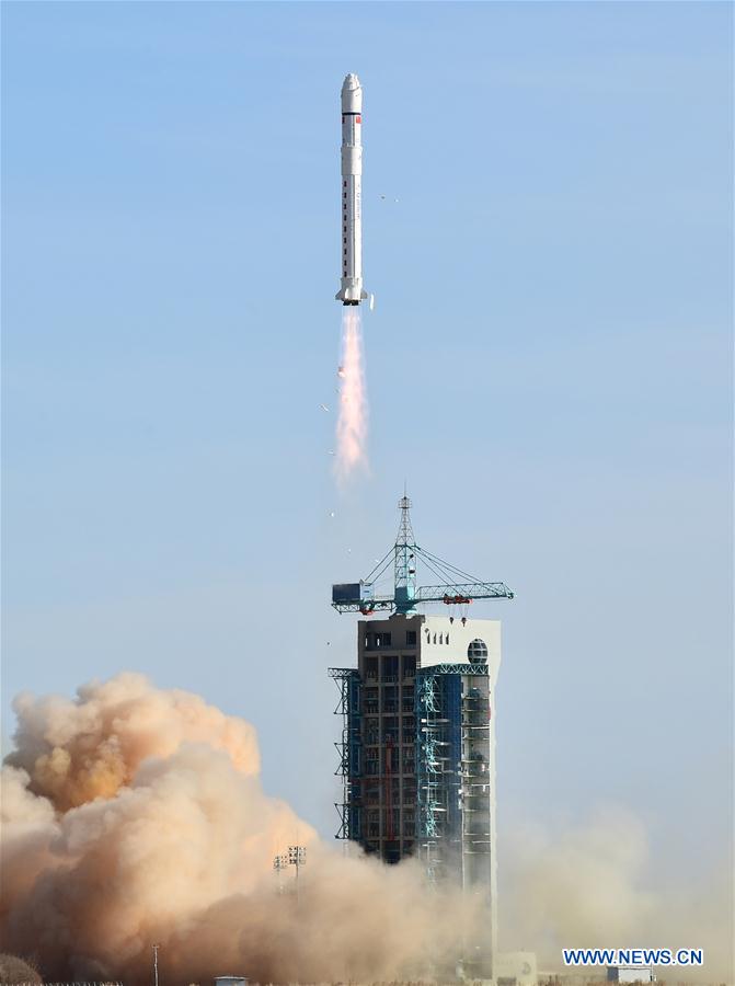 China launches its first seismo-electromagnetic satellite, known as Zhangheng 1 in Chinese, into a sun-synchronous orbit from Jiuquan Satellite Launch Center, in northwest China's Gobi Desert, Feb. 2, 2018. [Photo/Xinhua]
