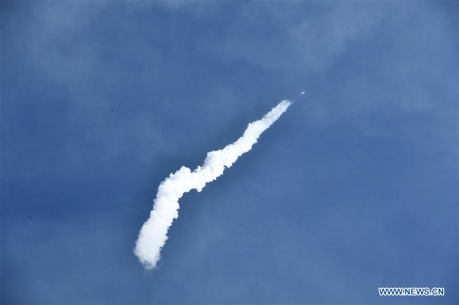 China launches its first seismo-electromagnetic satellite, known as Zhangheng 1 in Chinese, into a sun-synchronous orbit from Jiuquan Satellite Launch Center, in northwest China's Gobi Desert, Feb. 2, 2018. [Photo/Xinhua]