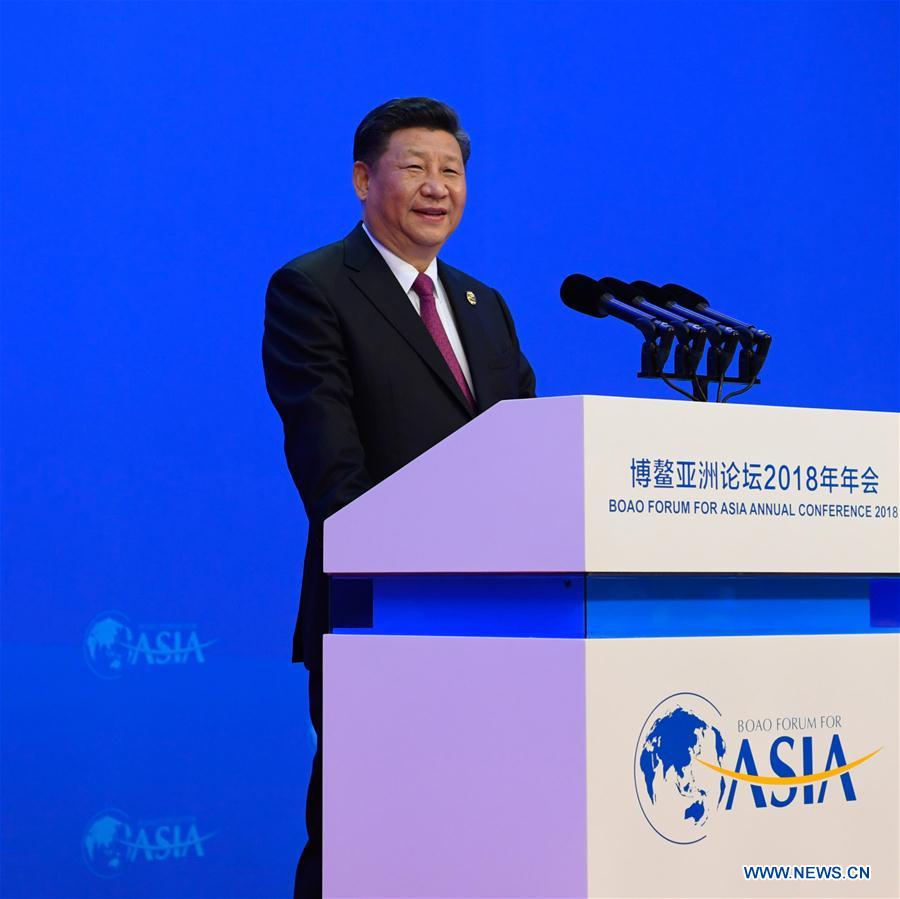 Chinese President Xi Jinping delivers a keynote speech at the opening ceremony of the Boao Forum for Asia Annual Conference 2018 in Boao, south China's Hainan Province, April 10, 2018. [Photo/Xinhua]
