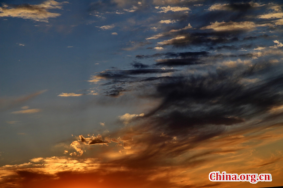 A rosy sunset in Bashang Grassland.