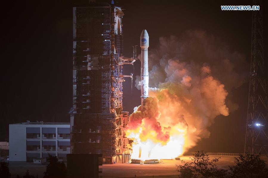 China sends two new satellites of the BeiDou Navigation Satellite System (BDS) into space on a Long March-3B carrier rocket from the Xichang Satellite Launch Center in Sichuan Province at 2:07 a.m. on Nov. 19, 2018. [Photo/Xinhua]