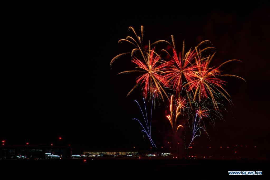 Firework Show Held To Mark Completion Of Terminal Area Of Chengdu 