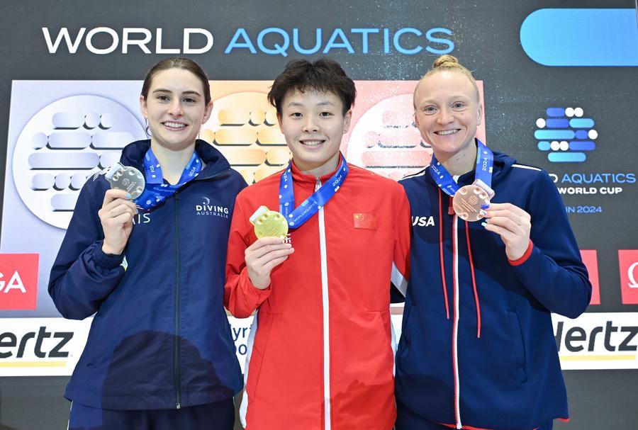 China's Chen, Lian win golds at diving World Cup in Berlin