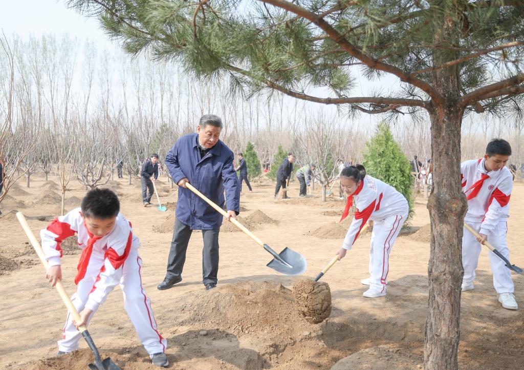Xi plants trees in Beijing, urging nationwide afforestation efforts for beautiful China