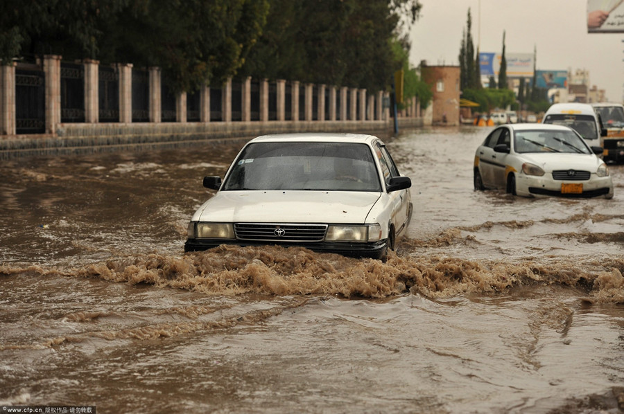 Heavy rain causes flash floods in Yemen - China.org.cn