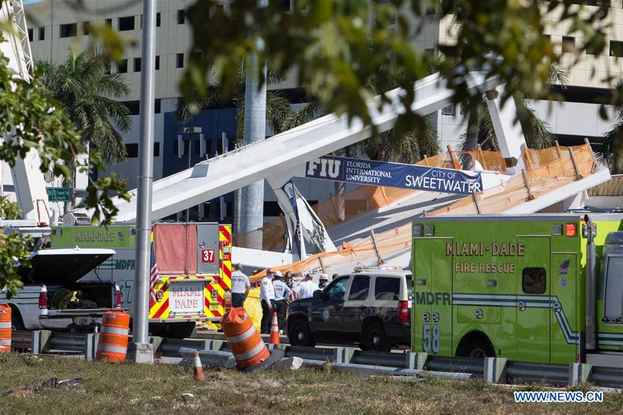 At least 4 killed in Florida pedestrian bridge collapse - China.org.cn